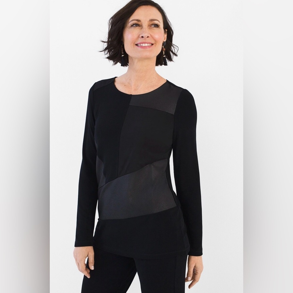 CHICO’S Travelers Classic Patchwork Detail Top
